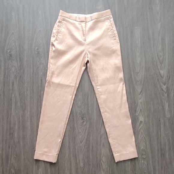 Topshop Pink Peach Champagne Sparkle Shimmer Trousers Pants - Picture 1 of 3